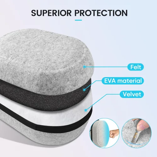 Vista 5 de BnLnHOGVR - Funda de transporte VR para Meta Quest 3S/3/2, Steam Fream Carcasa rígida de fieltro mediana sin olor para Quest y Apple Vision Pro
