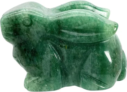 Vista 8 de Estatua de conejo sentado de piedra de sangre natural de África de 2 pulgadas, escultura decorativa de Fengshui para decoración del hogar, cristal