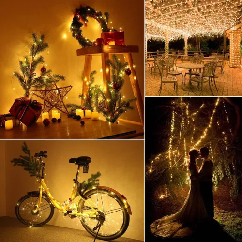 Vista 8 de Fantasee Luces de Cadena de Alambre de Cobre USB Alimentadas Luces de Hadas LED 8 Modos con Temporizador Control Remoto para Hogar Dormitorio Fiesta