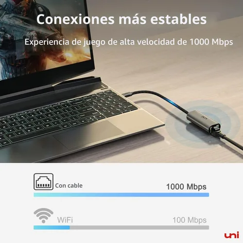 Vista 2 de uni - Adaptador USB C a Ethernet Gris