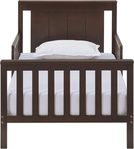Vista 2 de Oxford Baby Lazio Cama infantil con estructura de madera con barandillas y línea recta, cabecero, color marrón espresso