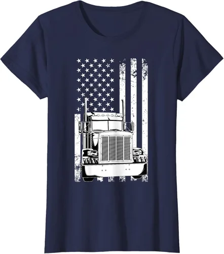 Vista 26 de Camión conductor bandera americana camionero vintage hombres mujeres regalo camiseta