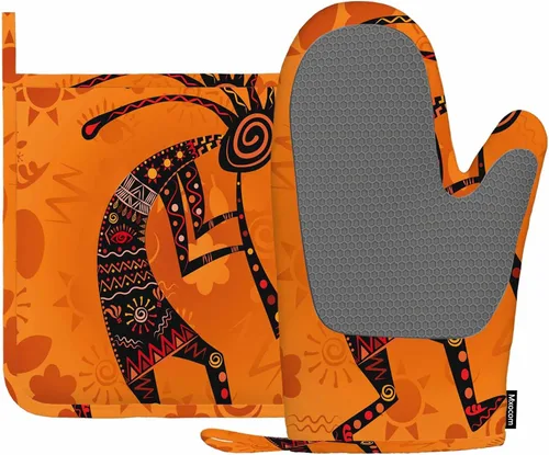 Vista 9 de Mxocom Juego de manoplas de horno y soportes para ollas de plátano con rodajas, de silicona, resistentes al calor, para horno de cocina, soporte
