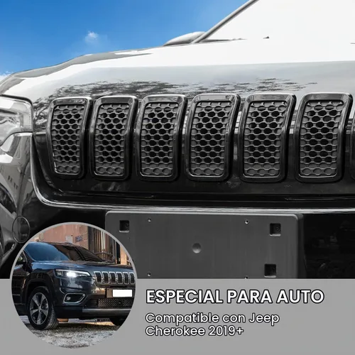 Vista 5 de JeCar Insertos de parrilla para Jeep Cherokee, insertos de rejilla delantera para Jeep Cherokee 2019-2025 (negro)