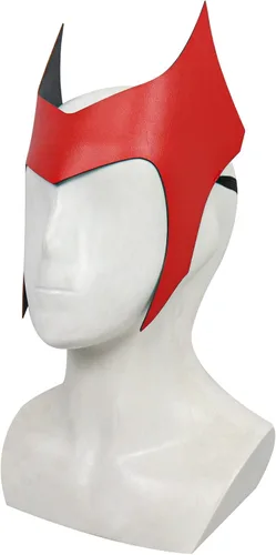 Vista 4 de WandaVision Wanda Maximoff - Máscara de bruja para cosplay, disfraz de Halloween, accesorios de máscaras, tiara roja