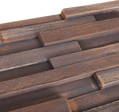 Vista 3 de Paneles de Pared 3D de Teca - Tablones de Madera - Paneles de Pared de Acento de Teca - Revestimiento de Pared - Tableros de Respaldo Shiplap