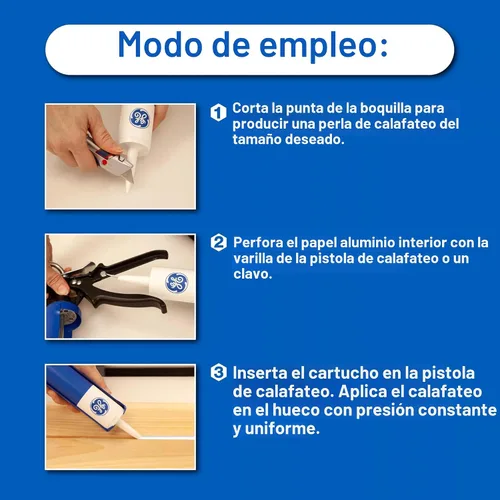 Vista 3 de GE Sellador de silicona multiusos, transparente, cartucho de 10 fl oz, 1 paquete - Sellador de silicona 100% impermeable, adhesión más fuerte