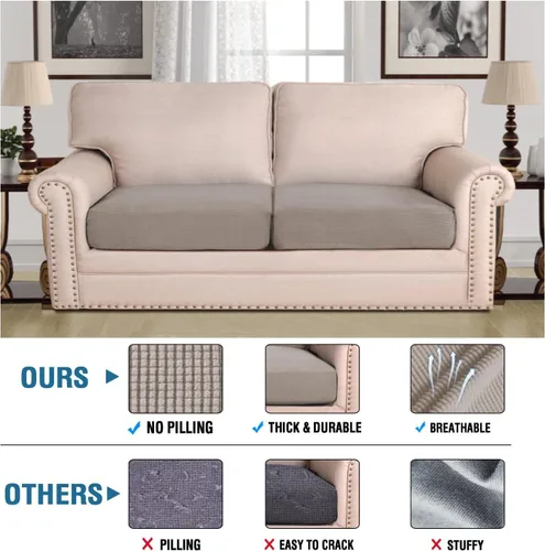 Vista 578 de H.VERSAILTEX Fundas de Cojín de Asiento Individuales Super Elásticas Fundas de Sofá Fundas de Cojín de Sofá Fundas Deslizables Juegos Tela de Sarga