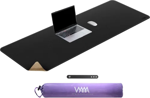 Vista 26 de Vyaaa 63" x 24" PU Leather Desk Mat, Black Large Mouse Pad Extra Large Office Desk Mat, Non-Slip Desk Blotter, Laptop Desk Pad, Waterproof Desk