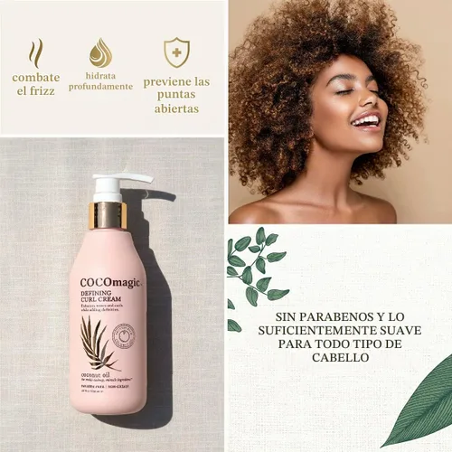 Vista 4 de Cocomagic Defining Curl Cream Control extra del encrespamiento Protege contra puntas abiertas y roturas Sin parabenos (8 onzas)