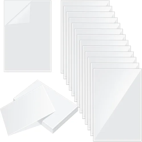 Vista 10 de Gueevin 100 unidades de 2 x 3.5 pulgadas, bolsillos autoadhesivos para exhibición, fundas de papel transparente para pared y puerta, protector