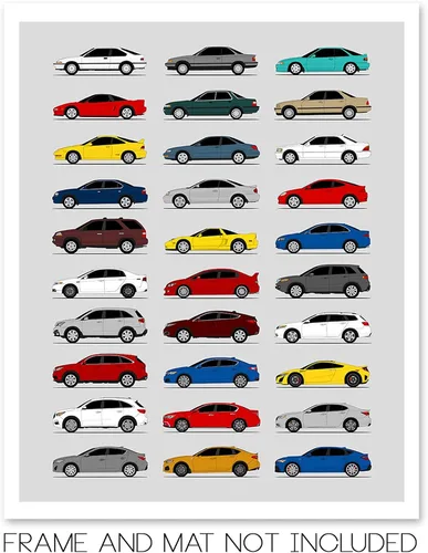Vista 2 de Custom Car Posters Póster hecho a mano compatible con Acura (perfil lateral), decoración de lo mejor de las generaciones de Acura, historia 10C.