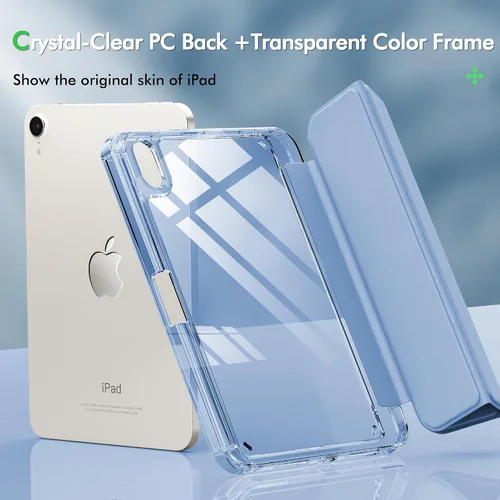 Vista 4 de INFILAND Funda para iPad mini 7, iPad mini 7ª (A17 Pro)/6ª generación de 8.3 pulgadas 2024/2021, parte trasera transparente y funda protectora