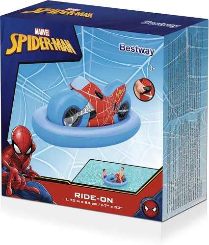 Vista 3 de Bestway Spider-Man - Flotador de piscina para motocicleta, 66.9 x 33.1 in