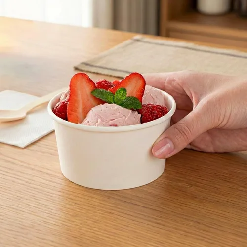 Vista 5 de Restaurantware Coppetta Coppetta - Tazas de helado desechables de 200 CT blancas de 8 onzas - Coppetta Tazas grandes para bebidas frías y calientes