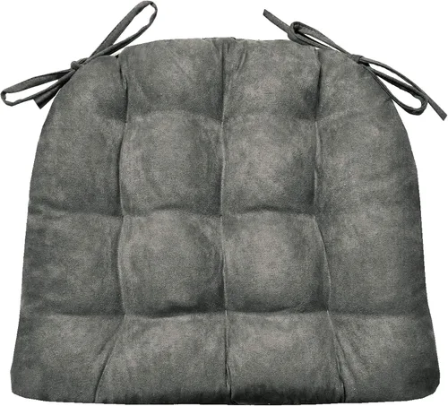 Vista 47 de Barnett Almohadilla para silla de comedor con lazos. Gamuza microfibra, microgamuza, reversible, relleno de espuma de látex, se puede lavar a Negro
