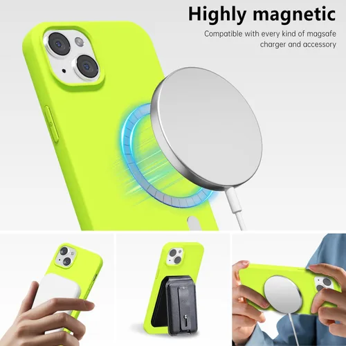 Vista 7 de oakxco Funda de silicona para iPhone 13 Mini/ 12 Mini magnética, compatible con carga inalámbrica Magsafe, goma delgada y suave, cubierta protectora