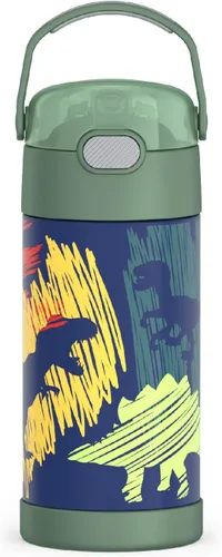 Vista 19 de THERMOS FUNTAINER - Botella de agua con pajilla, 12 onzas, botella de agua de acero inoxidable aislada al vacío para niños con tapa, color negro
