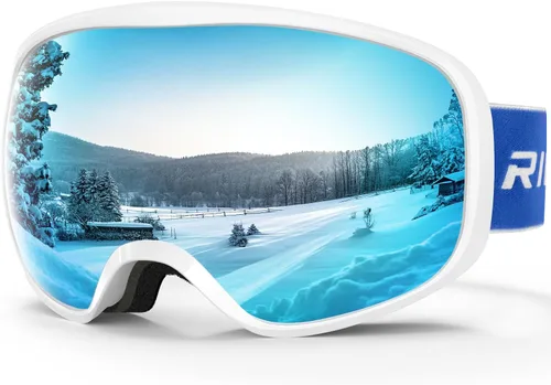 Vista 9 de Gafas de esquí de snowboard para hombres, mujeres, adultos, jóvenes, sobre gafas OTG/100% protección UV, antivaho/visión amplia