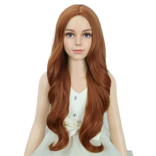 Vista 25 de PATTNIUM Peluca larga y ondulada rubia oscura para niños y niñas, peluca Rubio ceniza