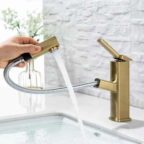 Vista 11 de KAIYING Grifo de lavabo de baño con rociador extraíble, grifo mezclador de lavabo de una sola manija para agua fría y caliente, grifo de fregadero