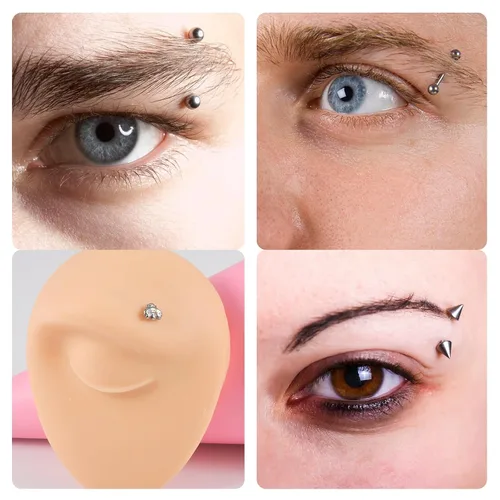 Vista 5 de Modelo de cejas de silicona, modelo de piezas del cuerpo de práctica de piercing, modelo de exhibición de cejas para práctica de piercing