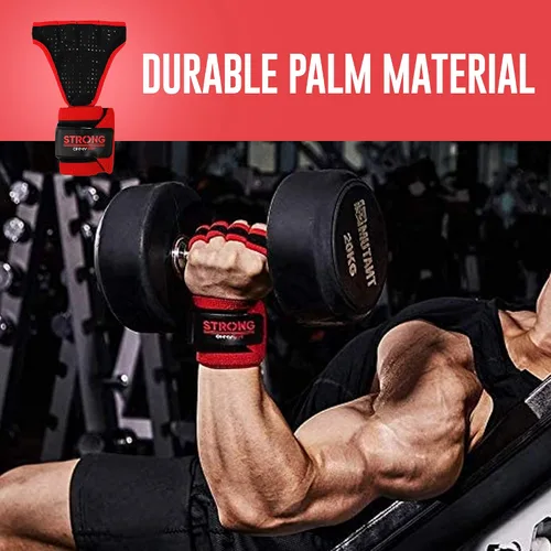 Vista 6 de Guantes de muñeca resistentes para hombre, ideales para entrenamientos, gimnasio, peso muerto y crossfit con protección para la palma de la muñeca