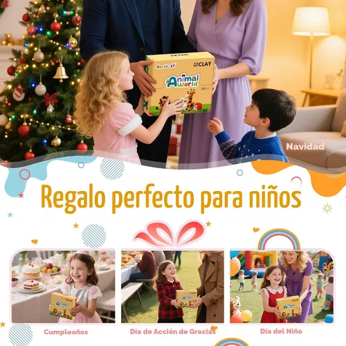 Vista 8 de Kit de arcilla seca al aire – tema de animales, arcilla para modelar para niños, arcilla mágica modelo de bricolaje con herramientas de escultura