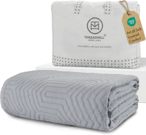 Vista 22 de Threadmill Mantas de Algodón de Lujo para Cama de Tamaño King Manta de Algodón 100% Acogedora para Todas las Estaciones Colcha Jacquard Aster