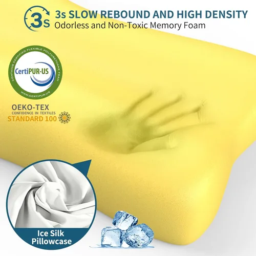 Vista 4 de Almohada cervical para el cuello para aliviar el dolor, almohada ergonómica para dormir de lado para dormir profundo, almohadas de espuma