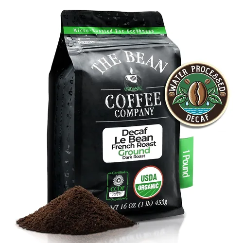 Vista 40 de The Bean Organic Coffee Company - Grano Aloha DECAF procesado con agua (avellana hawaiana), tostado medio, café molido, bolsa de 16 onzas, Café