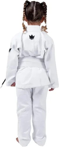 Vista 4 de Kingz - Kimono brasileño Jiu Jitsu Gi Juvenil ligero duradero IBJJF Legal Tejido de perlas de 13.23ozm BJJ para niños y niñas Kore