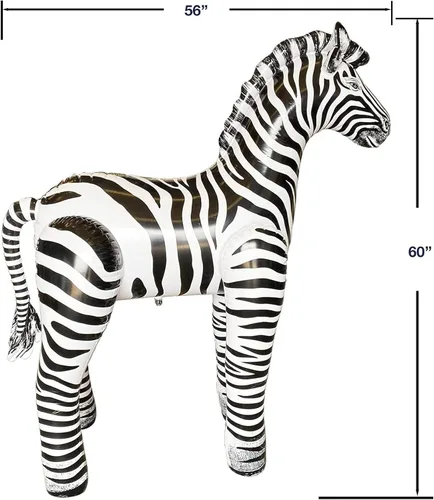 Vista 2 de Jet Creations Juguete inflable de cebra de 60 pulgadas de alto, para decoración de diversión infinita, globos de fiesta para niños y adultos