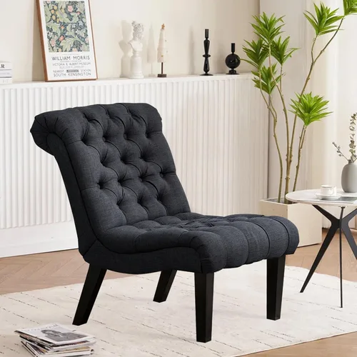 Vista 5 de HAOBO Home Silla de acento sin brazos con botones capitoné silla lateral para sala de estar dormitorio Funiture