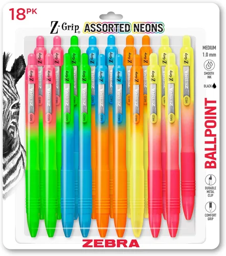 Vista 8 de Zebra Pen Z-Grip - Bolígrafo retráctil de punta media, 3/64 pulgadas, tinta negra, 12