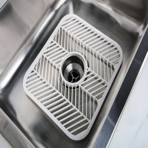 Vista 10 de Kitchen Details Tapete de plástico para fregadero, rejilla de fregadero, protege el fregadero y la vajilla, 12 x 11 x 0.4 pulgadas, en blanco o gris