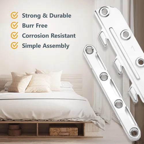 Vista 9 de Soportes para riel de cama montados en superficie POWERTEC 4 piezas, herrajes para armazón de cama con tornillos de montaje para armazón