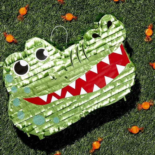 Vista 3 de Unknown1 Suministros para fiestas temáticas de safari con piñata de cocodrilo (16.5 X 11.5 3 pulgadas) Libro Verde