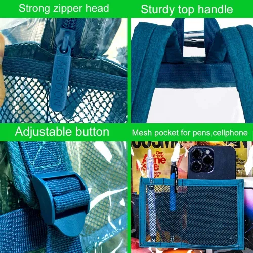 Vista 6 de Mochila transparente resistente para libros mochila escolar traslúcida