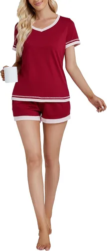 Vista 6 de KIFOVEN Conjunto de pijama de manga corta con cuello en V y pantalones cortos para mujer