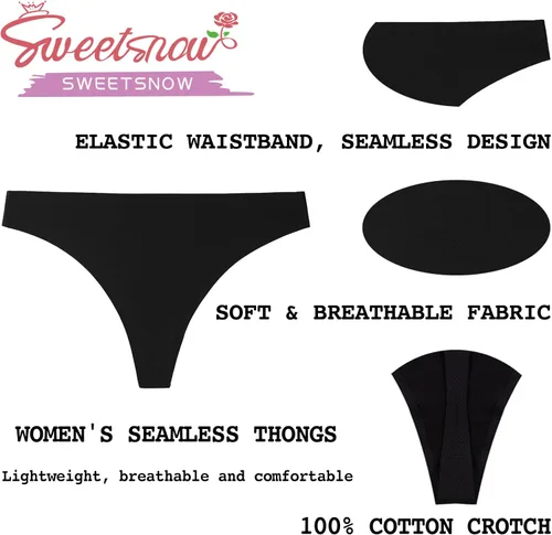 Vista 4 de SweetSnow Paquete de 10 tangas sin costuras para mujer conjunto de ropa interior transpirable sin costuras