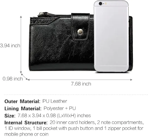 Vista 8 de CLUCI Bandolera para mujer pequeña de cuero monedero de viaje señoras diseñador triple bolsillos vintage bolsos de hombro bolsas de cera de aceite