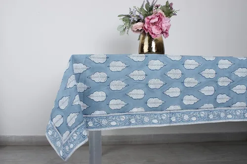 Vista 62 de Ridhi Mantel rectangular con estampado de bloque de mano verde espárragos Espárragos Verde Gadd
