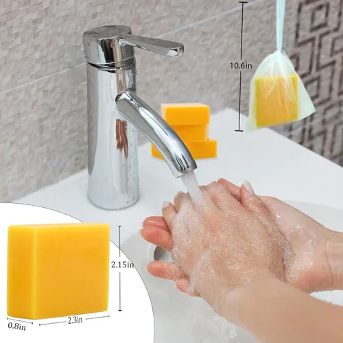 Vista 7 de Paquete de 3 barras de jabón de cúrcuma para limpiador facial y corporal, jabón de cúrcuma orgánico, piel suave e hidratante, jabón tumérico