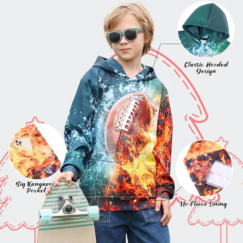 Vista 3 de AIDEAONE - Sudadera con capucha para niños y niñas de 6 a 16 años con estampado 3D y bolsillo, estilo casual