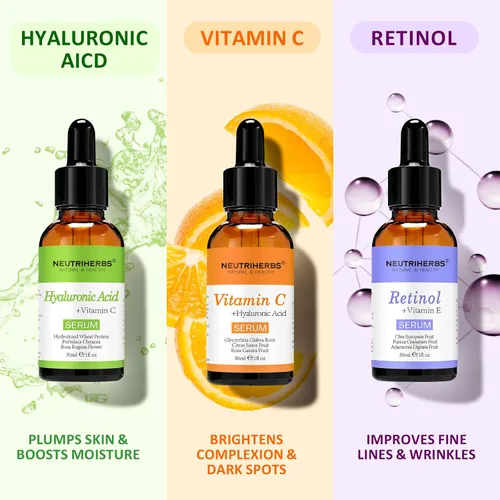 Vista 8 de NEUTRIHERBS Suero de vitamina C para la cara con ácido hialurónico, firme, antienvejecimiento, ilumina, uniforme, piel, cuidado diario de la piel