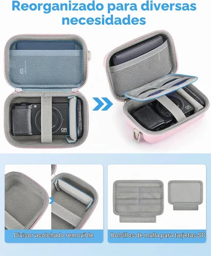 Vista 7 de BAGSMART Funda para cámara digital, bolsa pequeña para cámara con 2 formas Rosa bebé