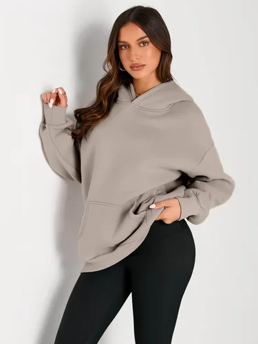 Vista 32 de Trendy Queen - Sudaderas extragrandes con capucha para mujer, suéteres de manga larga, sin botones, de vellón, de otoño, ropa de invierno