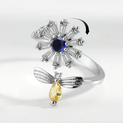 Vista 91 de Anillo de plata 925, anillos de plata ajustables para mujer, anillos de pulgar abiertos, anillos de circonio, anillos ajustables, anillos abiertos