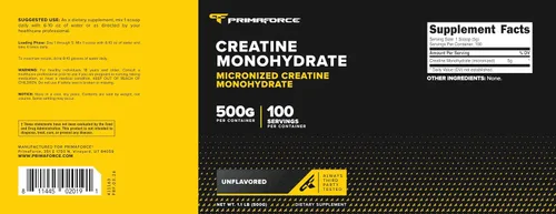 Vista 5 de Primaforce Monohidrato de creatina micronizada en polvo 17.64 oz (1.1 libras)